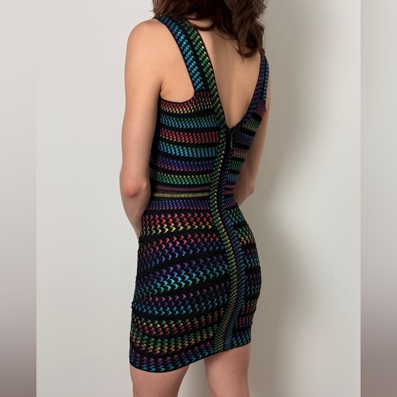 Katie J NYC Couture Rainbow bandage dress - Teen M Bodycon Mini, Mesh Waist, NYE - Picture 7 of 9